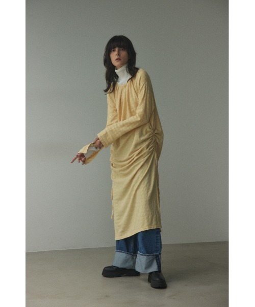 BLACK BY MOUSSY（ブラックバイマウジー）の「gather dress(ギャザードレス)（ワンピース・レディース・ライトイエロー/ブラック/ライトベージュ・FREE）」の3枚目の写真
