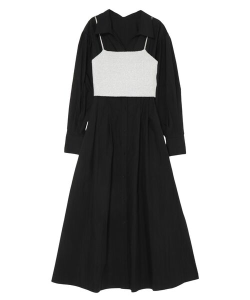 LAGUNAMOON（ラグナムーン）の「ラメビスチェセットシャツワンピース（シャツワンピース・レディース・ホワイト/ブラック・SMALL/MEDIUM）」の3枚目の写真