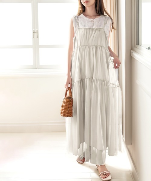 classicalelf（クラシカルエルフ）の「1枚で主役級。チュールレイヤードワンピース（ワンピース・レディース・ブラック/グレイッシュベージュ・LARGE/MEDIUM/SMALL/X-LARGE）」の18枚目の写真