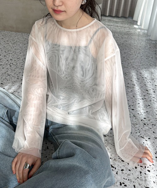 feepur（フェピュール）の「ダブルチュールトップス（シャツ/ブラウス・レディース・オフホワイト/ブラック・MEDIUM）」の14枚目の写真