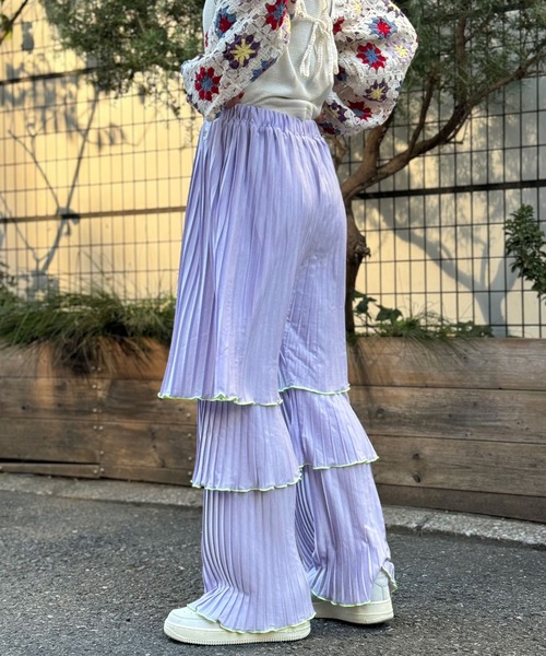 HELLO.SANFRANCISCO(ハローサンフランシスコ)の「【HELLO.SANFRANCISCO/ハローサンフランシスコ】配色フリルプリーツパンツ(その他パンツ・レディース・ブラック/パープル/イエロー・FREE)」の13枚目の写真