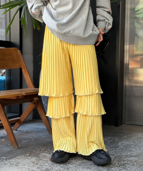 HELLO.SANFRANCISCO(ハローサンフランシスコ)の「【HELLO.SANFRANCISCO/ハローサンフランシスコ】配色フリルプリーツパンツ(その他パンツ・レディース・ブラック/パープル/イエロー・FREE)」の19枚目の写真