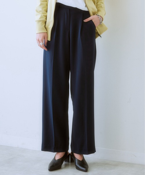 SMILE LAND(スマイルランド)の「大きいサイズ こなれBEAUTYストレッチワイドパンツ(ゆったりヒップ)(その他パンツ・レディース・ブラック/ネイビー・L/LL/3L/4L/5L)」の2枚目の写真