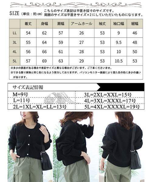 GOLDJAPAN(ゴールドジャパン)の「メッシュニットクロップドカーディガン【大きいサイズ対応】(カーディガン/ボレロ・レディース・アイボリー/ブラック/グレー・4L/3L/LL/5L)」の8枚目の写真
