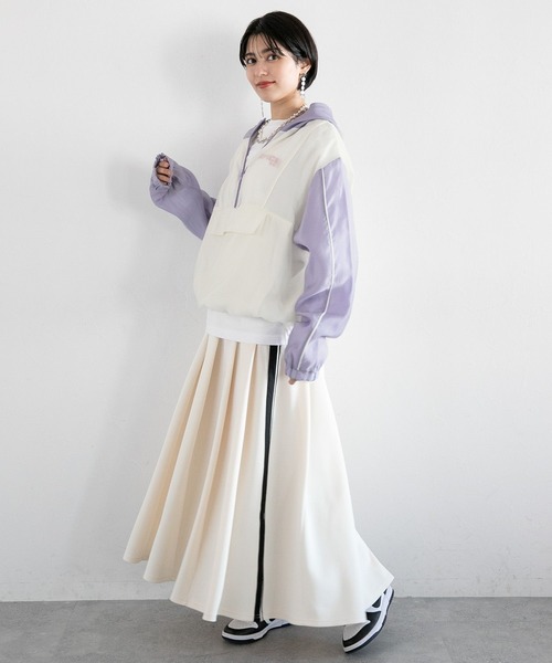 RAGEBLUE（レイジブルー）の「配色シアー/アノラックルーズパーカー（パーカー・レディース・ブルー系/ホワイト系・FREE）」の4枚目の写真