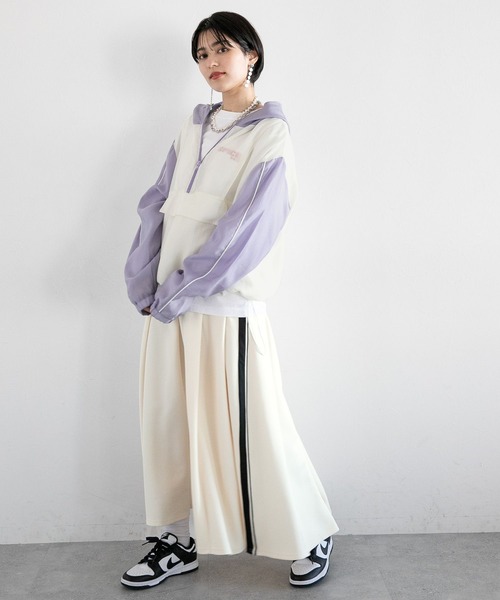 RAGEBLUE（レイジブルー）の「配色シアー/アノラックルーズパーカー（パーカー・レディース・ブルー系/ホワイト系・FREE）」の5枚目の写真