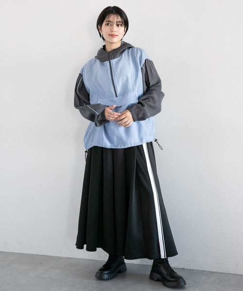 RAGEBLUE（レイジブルー）の「配色シアー/アノラックルーズパーカー（パーカー・レディース・ブルー系/ホワイト系・FREE）」の7枚目の写真