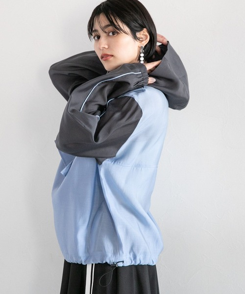 RAGEBLUE（レイジブルー）の「配色シアー/アノラックルーズパーカー（パーカー・レディース・ブルー系/ホワイト系・FREE）」の9枚目の写真