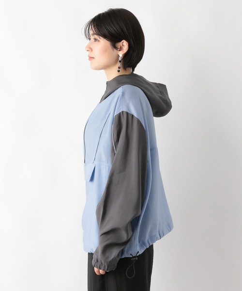 RAGEBLUE（レイジブルー）の「配色シアー/アノラックルーズパーカー（パーカー・レディース・ブルー系/ホワイト系・FREE）」の10枚目の写真