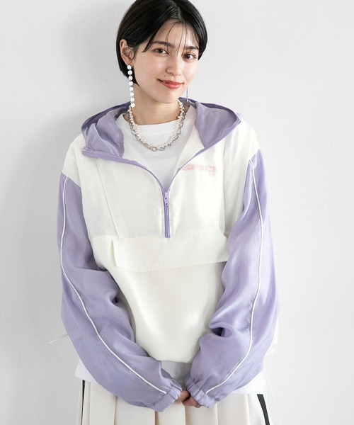 RAGEBLUE（レイジブルー）の「配色シアー/アノラックルーズパーカー（パーカー・レディース・ブルー系/ホワイト系・FREE）」の20枚目の写真