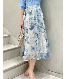 MERCURYDUO | シアー楊柳サテン花柄フレアスカート(スカート)