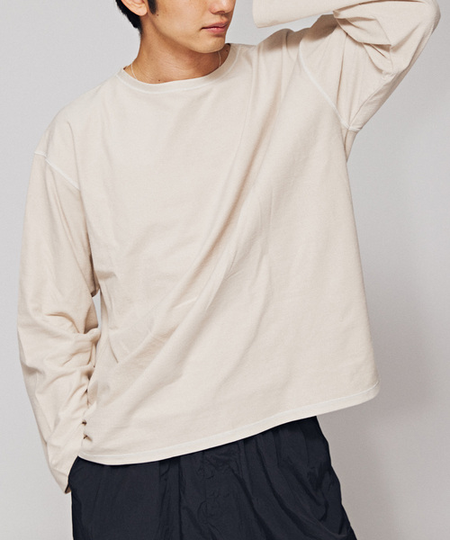 EDIFICE(エディフィス)の「ライト フレンチ テリー ボートネック Tシャツ(Tシャツ/カットソー・メンズ・ベージュ/ブラウン/ブラック・MEDIUM/LARGE)」の3枚目の写真
