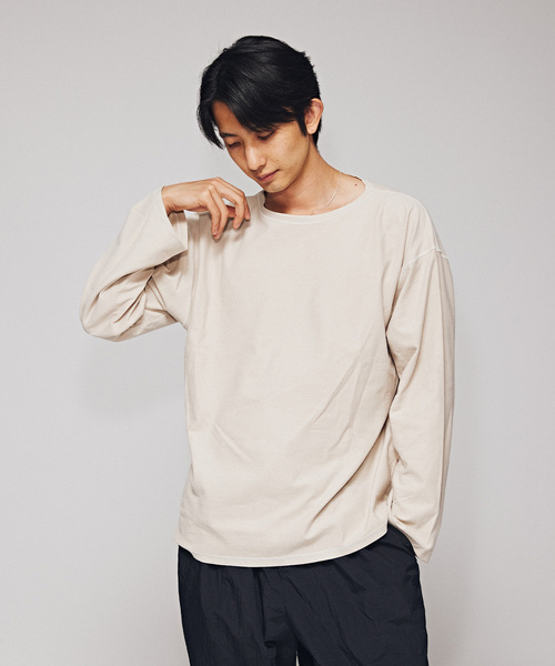 EDIFICE(エディフィス)の「ライト フレンチ テリー ボートネック Tシャツ(Tシャツ/カットソー・メンズ・ベージュ/ブラウン/ブラック・MEDIUM/LARGE)」の8枚目の写真