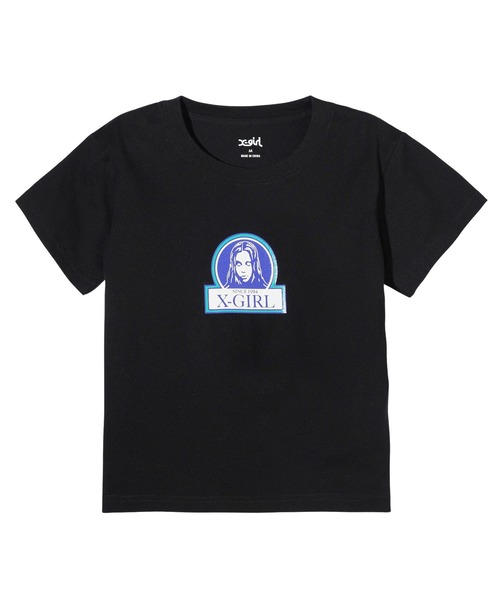 X-girl（エックスガール）の「FRAMED FACE S/S BABY TEE（Tシャツ/カットソー・レディース・ブラック/ホワイト/ピンク・S/M）」の3枚目の写真