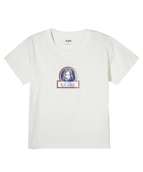 X-girl（エックスガール）の「FRAMED FACE S/S BABY TEE（Tシャツ/カットソー・レディース・ブラック/ホワイト/ピンク・S/M）」の10枚目の写真