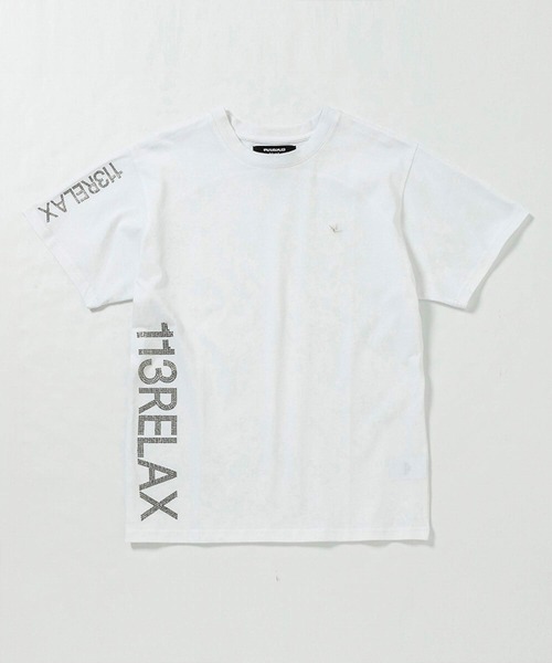 1PIU1UGUALE3 RELAX (ウノピゥウノウグァーレトレ リラックス)の「1PIU1UGUALE3 RELAX(ウノピゥウノウグァーレトレ リラックス)ラインストーンサイドロゴ半袖Tシャツ(Tシャツ/カットソー・メンズ・ホワイト/ブラック・S/M/L/XL/XXL)」の12枚目の写真