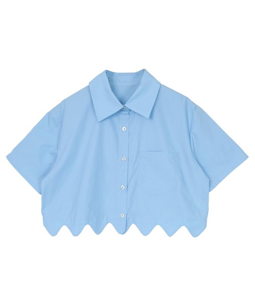 miette(ミエット)の「ウェーブヘムクロップドシャツ(シャツ/ブラウス・レディース・ブラック/ライトブルー/オフホワイト・FREE)」の3枚目の写真