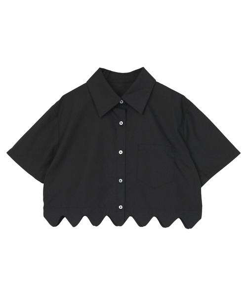 miette(ミエット)の「ウェーブヘムクロップドシャツ(シャツ/ブラウス・レディース・ブラック/ライトブルー/オフホワイト・FREE)」の4枚目の写真