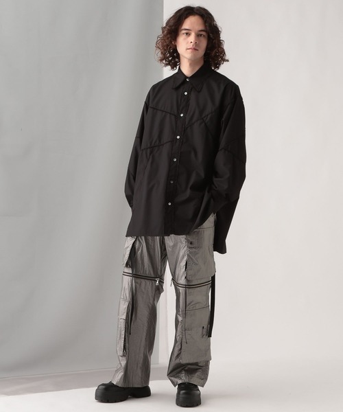 HARE（ハレ）の「パッチワークフリンジシャツ(HARE)（シャツ/ブラウス・メンズ・ホワイト/ブラック/オレンジ・FREE）」の16枚目の写真