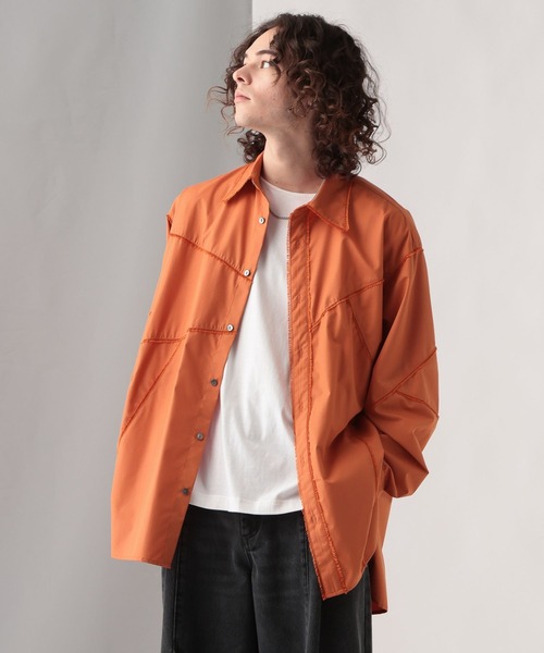 HARE（ハレ）の「パッチワークフリンジシャツ(HARE)（シャツ/ブラウス・メンズ・ホワイト/ブラック/オレンジ・FREE）」の11枚目の写真