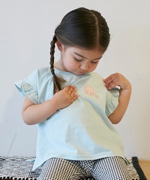 petit main(プティマイン)の「【プティプラ】GIRLS半袖Tシャツ(Tシャツ/カットソー・キッズ・イエロー/エメラルド/ブルー/マルチ/オレンジ/ライトグリーン/ピンク/ラベンダー/ネイビー/オフホワイト・110cm/100cm/90cm/80cm/130cm/120cm)」の13枚目の写真