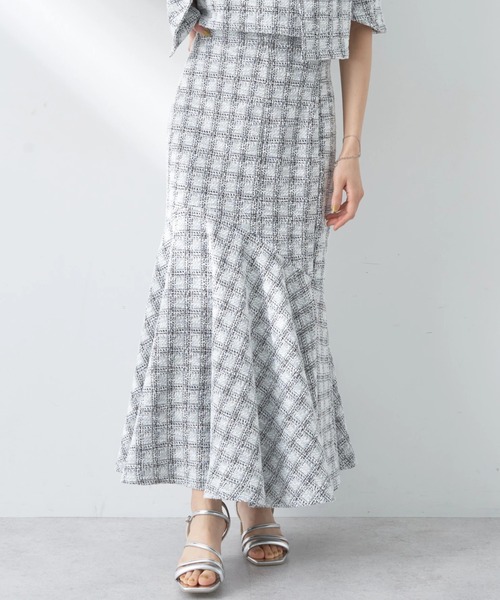 earth music&ecology（アースミュージックアンドエコロジー）の「カットソーツィードマーメイドスカート（スカート・レディース・ブラック系その他/グリーン系その他2・S/M）」の2枚目の写真