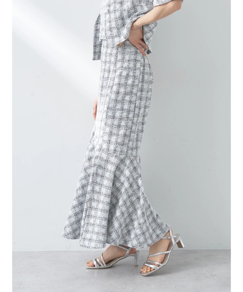 earth music&ecology（アースミュージックアンドエコロジー）の「カットソーツィードマーメイドスカート（スカート・レディース・ブラック系その他/グリーン系その他2・S/M）」の4枚目の写真