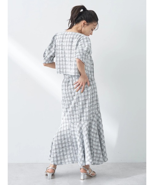 earth music&ecology（アースミュージックアンドエコロジー）の「カットソーツィードマーメイドスカート（スカート・レディース・ブラック系その他/グリーン系その他2・S/M）」の8枚目の写真