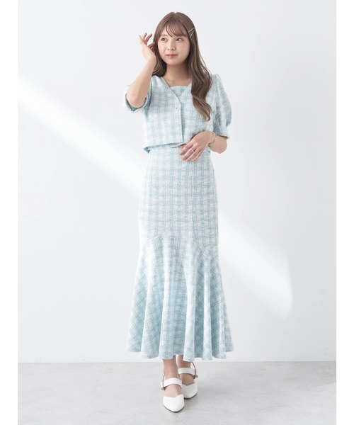 earth music&ecology（アースミュージックアンドエコロジー）の「カットソーツィードマーメイドスカート（スカート・レディース・ブラック系その他/グリーン系その他2・S/M）」の12枚目の写真