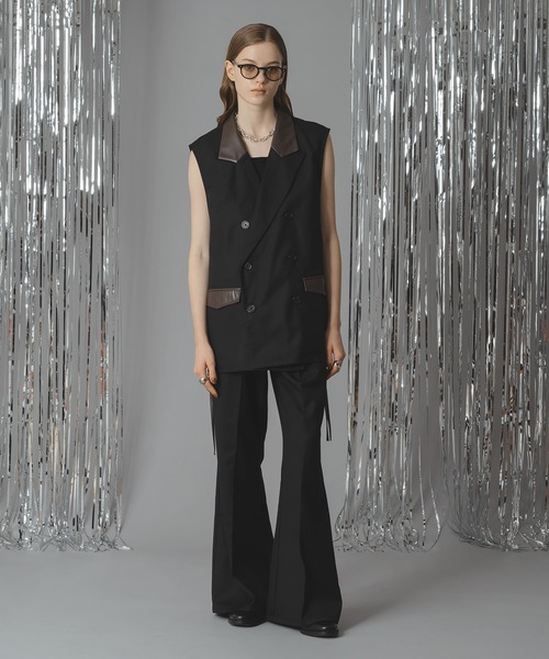 selle glant(セレグランテ)の「DOUBLE TAILORED SIDE ZIP GILET VEST /ダブルテーラードサイドジップジレベスト(ベスト・メンズ・ブラック/ダークブラウン・SMALL/MEDIUM/LARGE)」の6枚目の写真