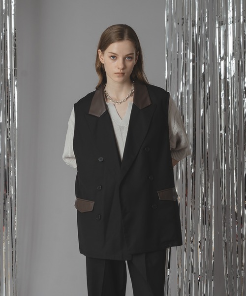 selle glant(セレグランテ)の「DOUBLE TAILORED SIDE ZIP GILET VEST /ダブルテーラードサイドジップジレベスト(ベスト・メンズ・ブラック/ダークブラウン・SMALL/MEDIUM/LARGE)」の10枚目の写真