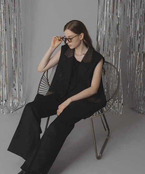 selle glant(セレグランテ)の「DOUBLE TAILORED SIDE ZIP GILET VEST /ダブルテーラードサイドジップジレベスト(ベスト・メンズ・ブラック/ダークブラウン・SMALL/MEDIUM/LARGE)」の15枚目の写真