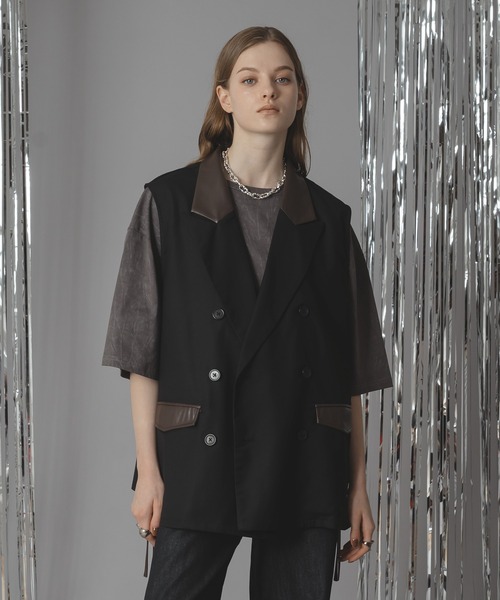 selle glant(セレグランテ)の「DOUBLE TAILORED SIDE ZIP GILET VEST /ダブルテーラードサイドジップジレベスト(ベスト・メンズ・ブラック/ダークブラウン・SMALL/MEDIUM/LARGE)」の12枚目の写真