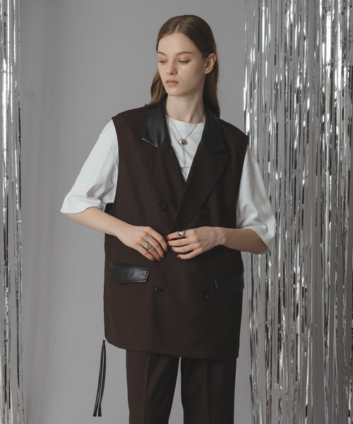 selle glant(セレグランテ)の「DOUBLE TAILORED SIDE ZIP GILET VEST /ダブルテーラードサイドジップジレベスト(ベスト・メンズ・ブラック/ダークブラウン・SMALL/MEDIUM/LARGE)」の16枚目の写真