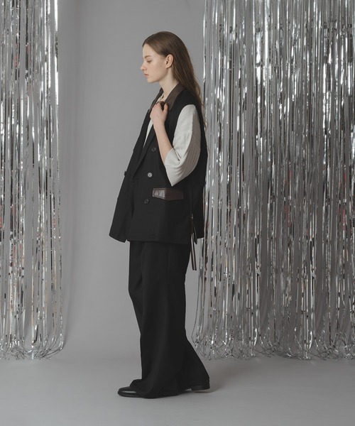 selle glant(セレグランテ)の「DOUBLE TAILORED SIDE ZIP GILET VEST /ダブルテーラードサイドジップジレベスト(ベスト・メンズ・ブラック/ダークブラウン・SMALL/MEDIUM/LARGE)」の22枚目の写真