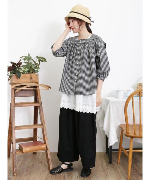 セール】裾スカラップ刺繍キャミチュニック（シャツ/ブラウス