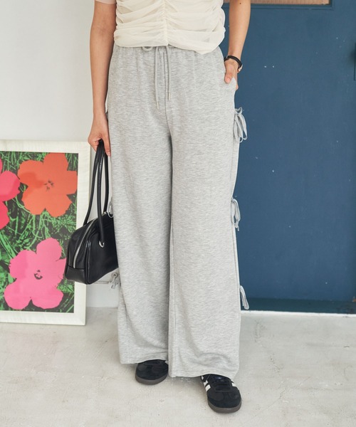 Birthday room（バースデイルーム）の「サイドリボンスウェットパンツ / side ribbon sweat pants（スウェットパンツ・レディース・グレー/ブラック・FREE）」の5枚目の写真