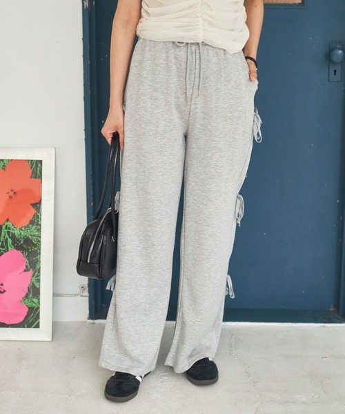 Birthday room（バースデイルーム）の「サイドリボンスウェットパンツ / side ribbon sweat pants（スウェットパンツ・レディース・グレー/ブラック・FREE）」の6枚目の写真