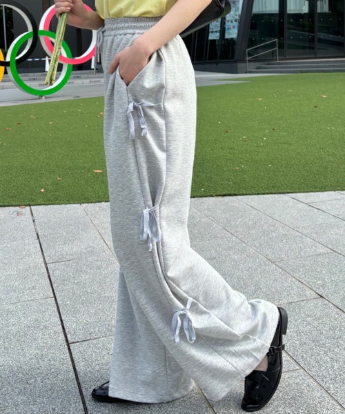 Birthday room（バースデイルーム）の「サイドリボンスウェットパンツ / side ribbon sweat pants（スウェットパンツ・レディース・グレー/ブラック・FREE）」の21枚目の写真