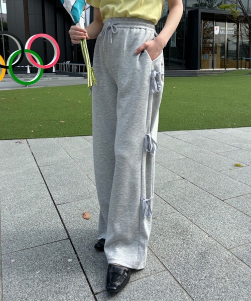 Birthday room（バースデイルーム）の「サイドリボンスウェットパンツ / side ribbon sweat pants（スウェットパンツ・レディース・グレー/ブラック・FREE）」の17枚目の写真
