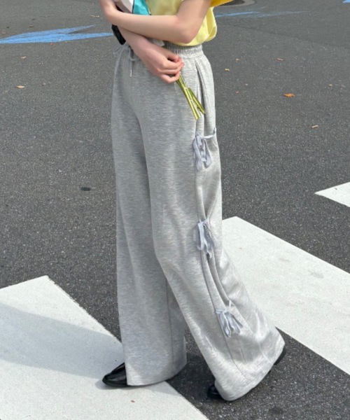 Birthday room（バースデイルーム）の「サイドリボンスウェットパンツ / side ribbon sweat pants（スウェットパンツ・レディース・グレー/ブラック・FREE）」の22枚目の写真