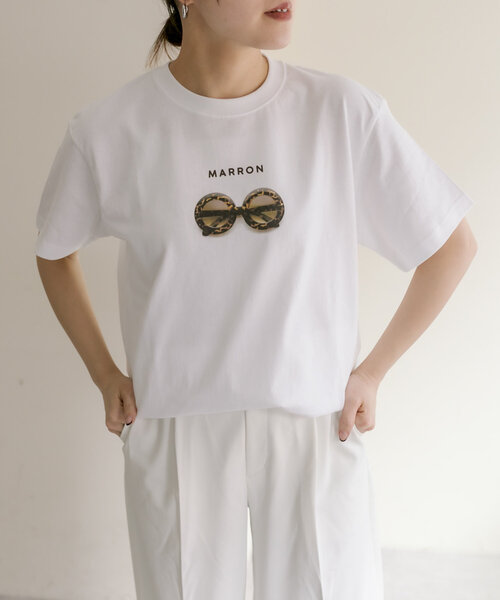 イアパピヨネ【ANGE IN DISGUISE】サングラス柄プリントTシャツ