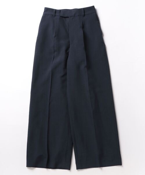 【セール】【暑い季節も快適リネン調シリーズ】洗濯機で洗える！麻調メランジ・ワイドパンツ（スーツパンツ）｜WHITE JOOLA（ホワイトジョーラ）