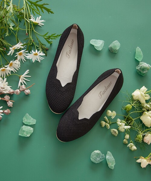 【撥水】スカラップニットフラットパンプス（パンプス）｜Tiaclasse（ティアクラッセ）