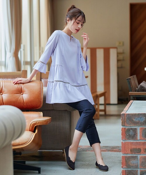 【撥水】スカラップニットフラットパンプス（パンプス）｜Tiaclasse（ティアクラッセ）