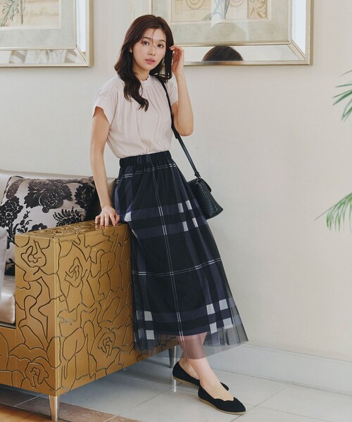 【撥水】スカラップニットフラットパンプス（パンプス）｜Tiaclasse（ティアクラッセ）