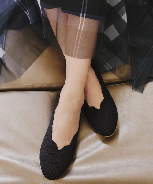 【撥水】スカラップニットフラットパンプス（パンプス）｜Tiaclasse（ティアクラッセ）