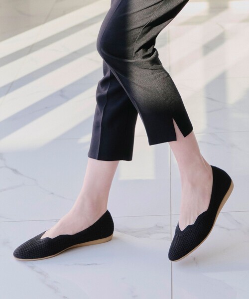 【撥水】スカラップニットフラットパンプス（パンプス）｜Tiaclasse（ティアクラッセ）