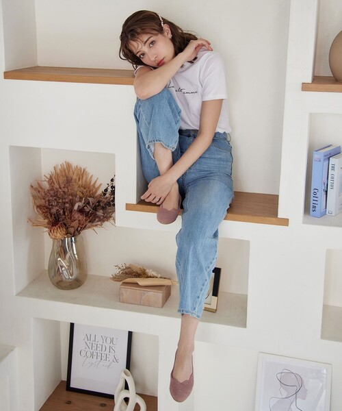 【撥水】スカラップニットフラットパンプス（パンプス）｜Tiaclasse（ティアクラッセ）