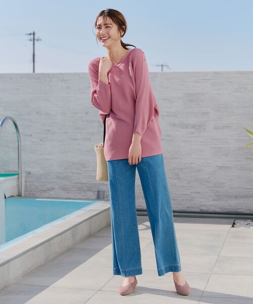 【撥水】スカラップニットフラットパンプス（パンプス）｜Tiaclasse（ティアクラッセ）